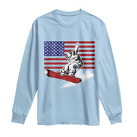 Funny Snowboarding Lover American Flag Winter Sport Long Sleeve Shirt - Wonder Print Shop