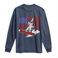 Funny Snowboarding Lover American Flag Winter Sport Long Sleeve Shirt - Wonder Print Shop