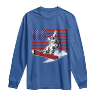 Funny Snowboarding Lover American Flag Winter Sport Long Sleeve Shirt - Wonder Print Shop