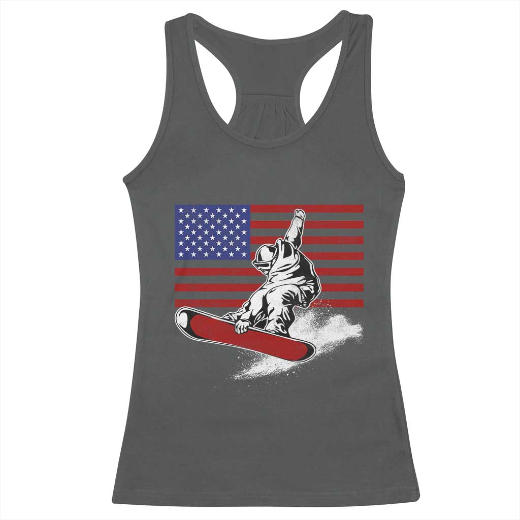 Funny Snowboarding Lover American Flag Winter Sport Racerback Tank Top - Wonder Print Shop