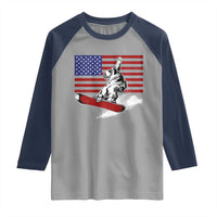 Funny Snowboarding Lover American Flag Winter Sport Raglan Shirt - Wonder Print Shop