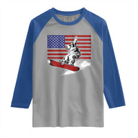 Funny Snowboarding Lover American Flag Winter Sport Raglan Shirt - Wonder Print Shop