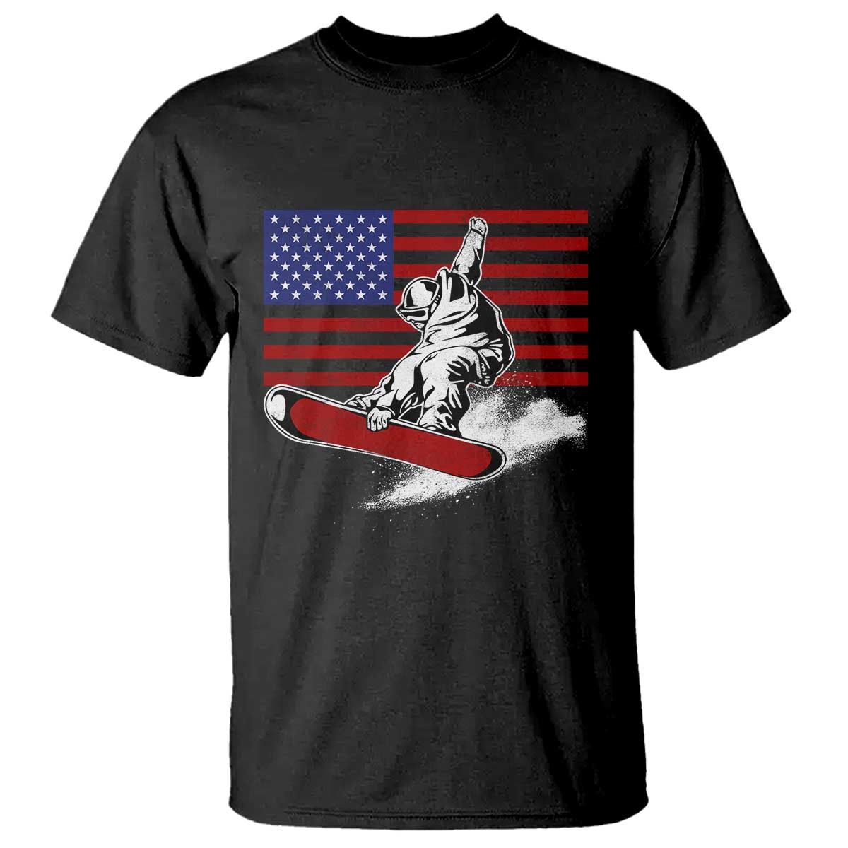Funny Snowboarding Lover American Flag Winter Sport T Shirt - Wonder Print Shop