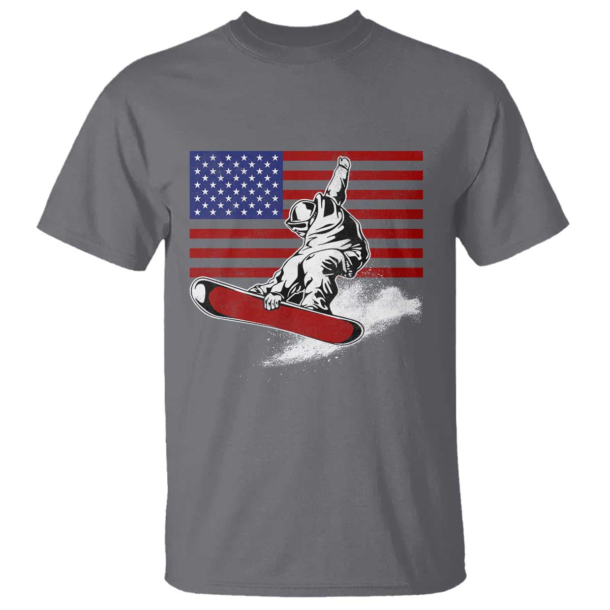 Funny Snowboarding Lover American Flag Winter Sport T Shirt - Wonder Print Shop