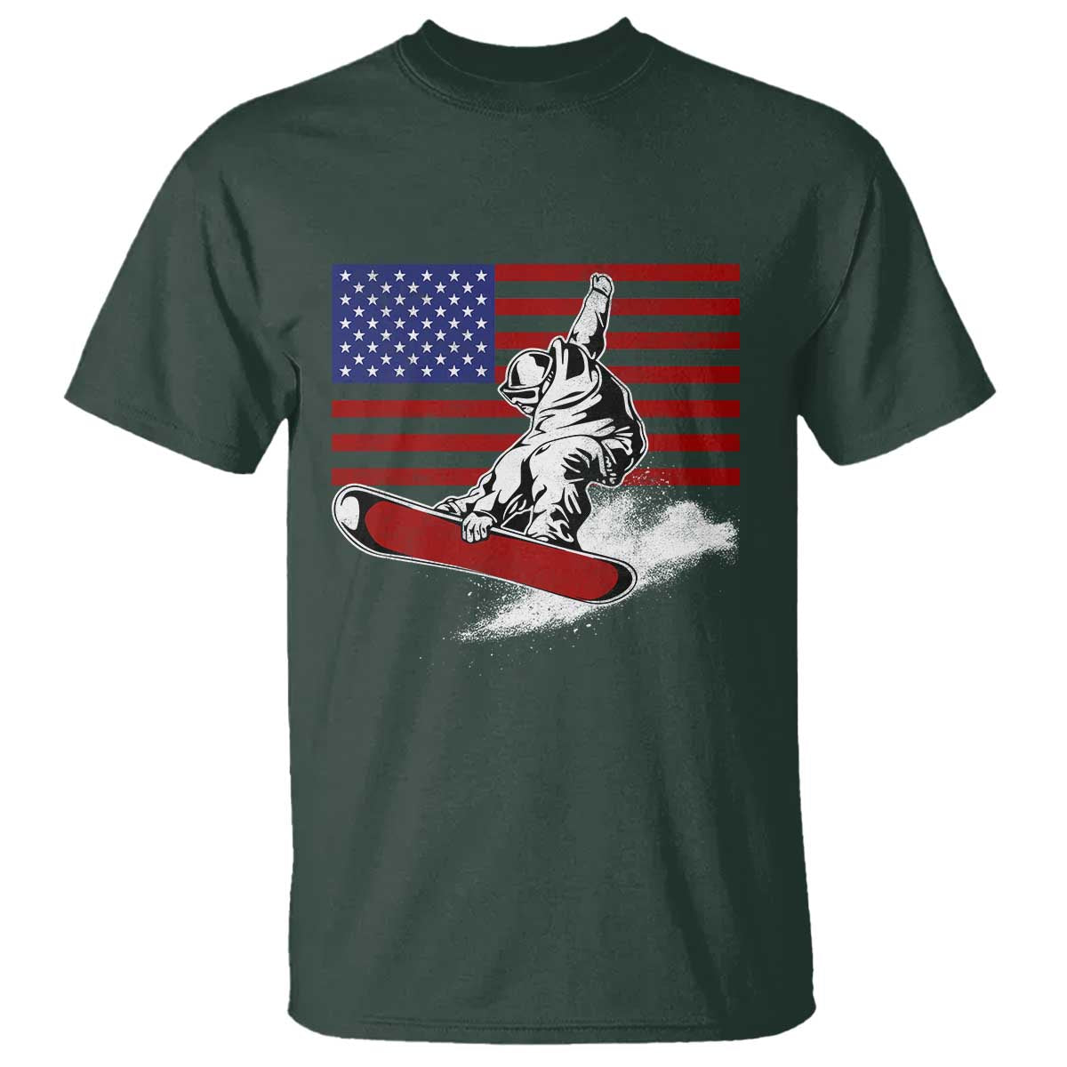 Funny Snowboarding Lover American Flag Winter Sport T Shirt - Wonder Print Shop