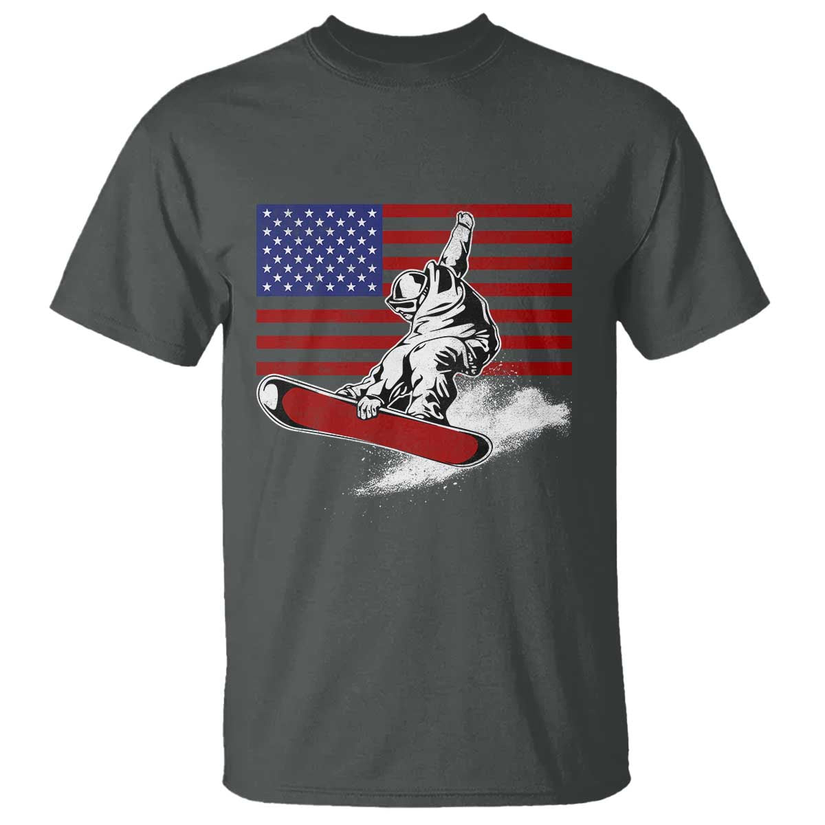 Funny Snowboarding Lover American Flag Winter Sport T Shirt - Wonder Print Shop