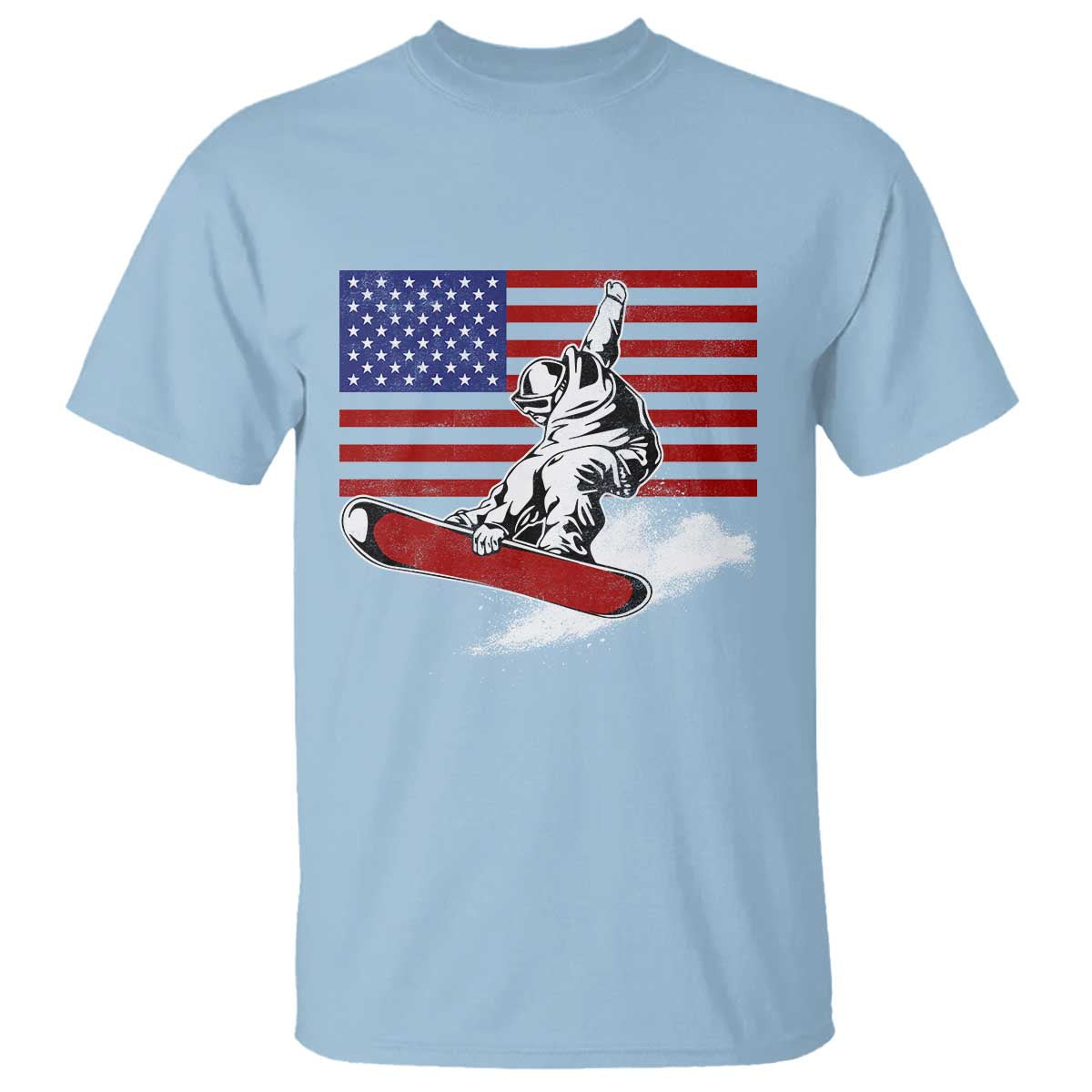 Funny Snowboarding Lover American Flag Winter Sport T Shirt - Wonder Print Shop