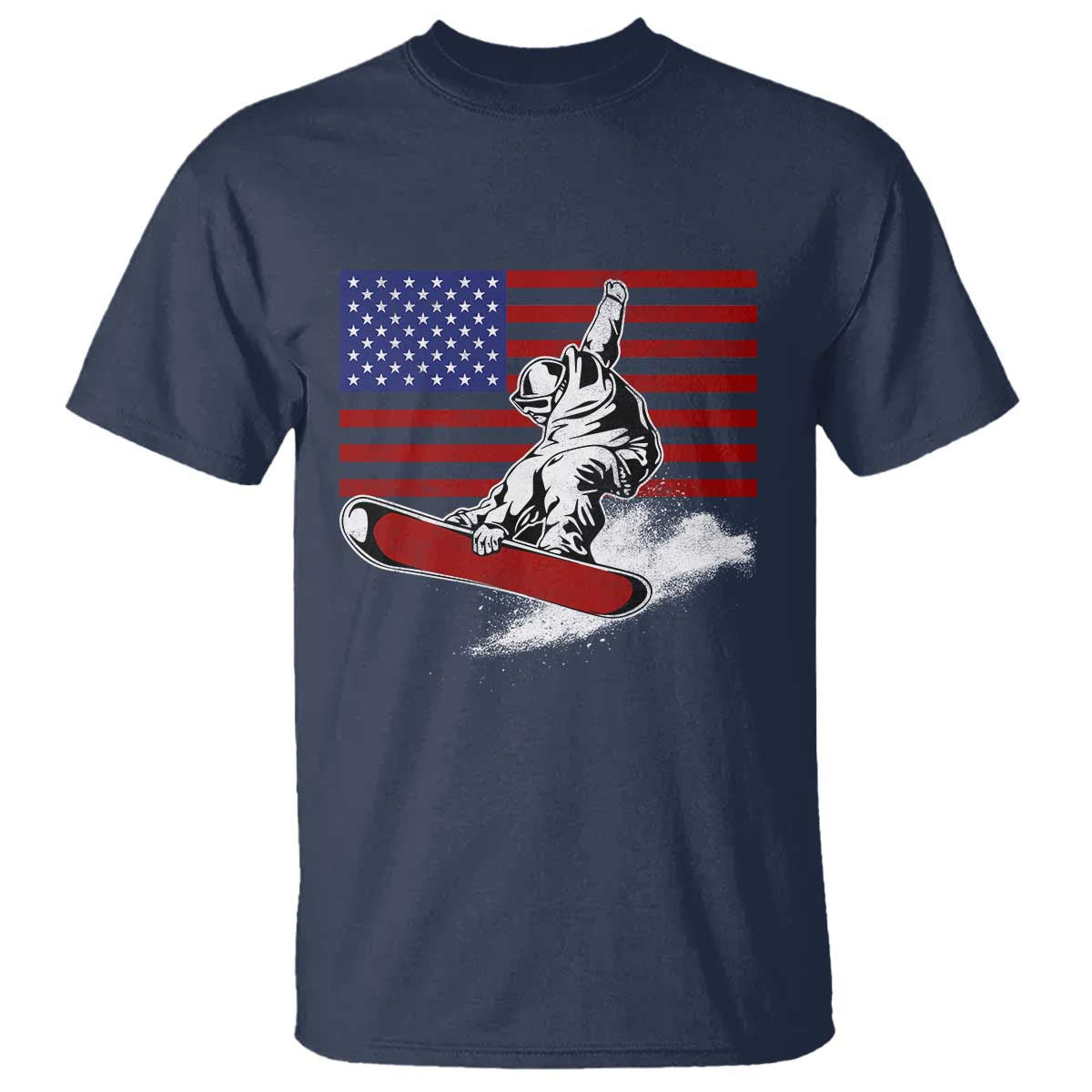 Funny Snowboarding Lover American Flag Winter Sport T Shirt - Wonder Print Shop