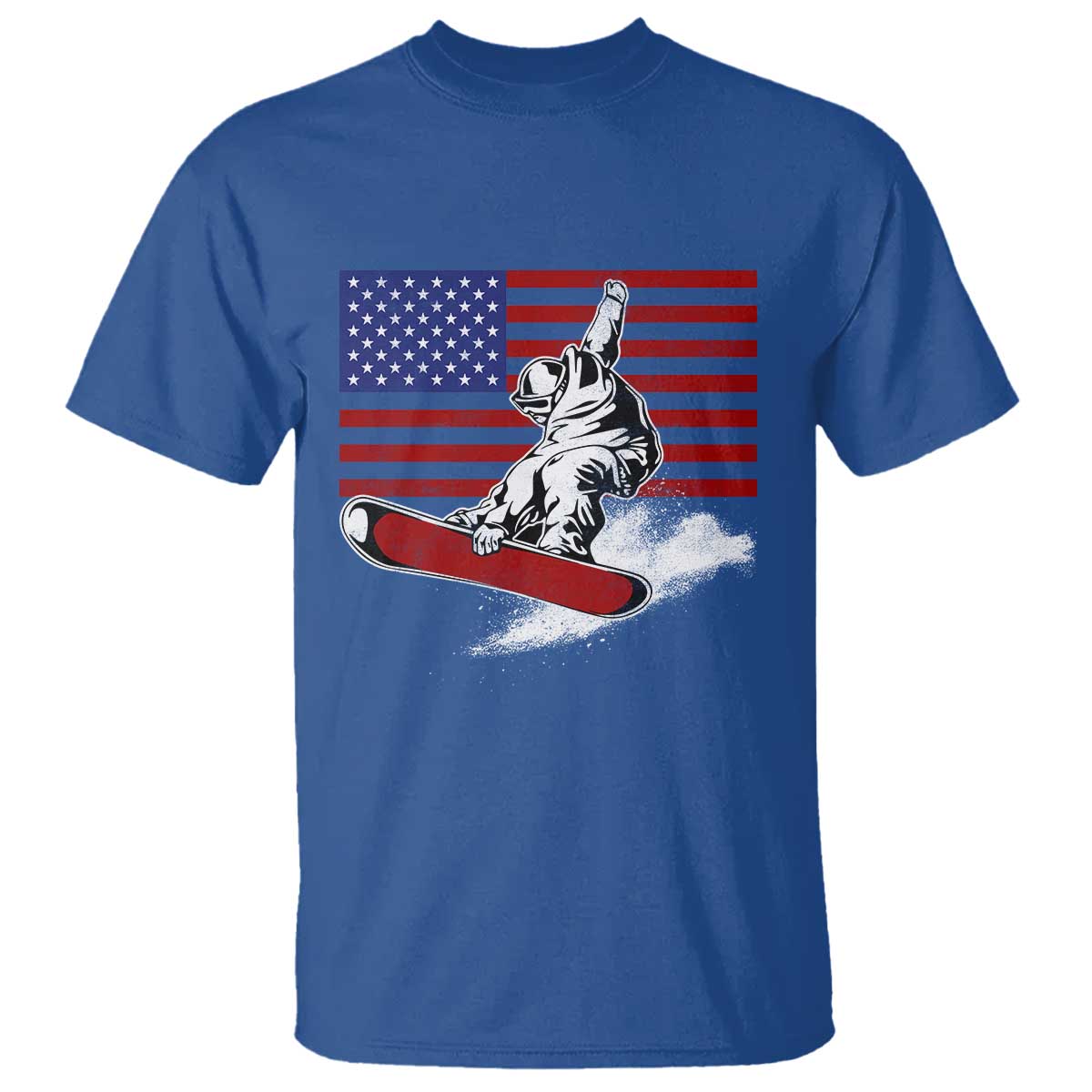 Funny Snowboarding Lover American Flag Winter Sport T Shirt - Wonder Print Shop