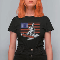 Funny Snowboarding Lover American Flag Winter Sport T Shirt For Women - Wonder Print Shop