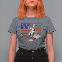 Funny Snowboarding Lover American Flag Winter Sport T Shirt For Women - Wonder Print Shop