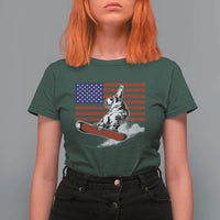 Funny Snowboarding Lover American Flag Winter Sport T Shirt For Women - Wonder Print Shop