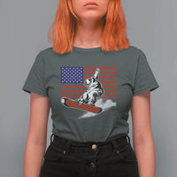 Funny Snowboarding Lover American Flag Winter Sport T Shirt For Women - Wonder Print Shop
