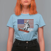 Funny Snowboarding Lover American Flag Winter Sport T Shirt For Women - Wonder Print Shop