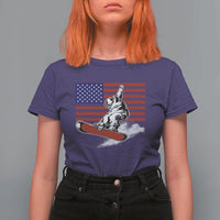 Funny Snowboarding Lover American Flag Winter Sport T Shirt For Women - Wonder Print Shop