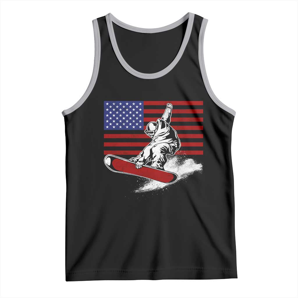 Funny Snowboarding Lover American Flag Winter Sport Tank Top - Wonder Print Shop