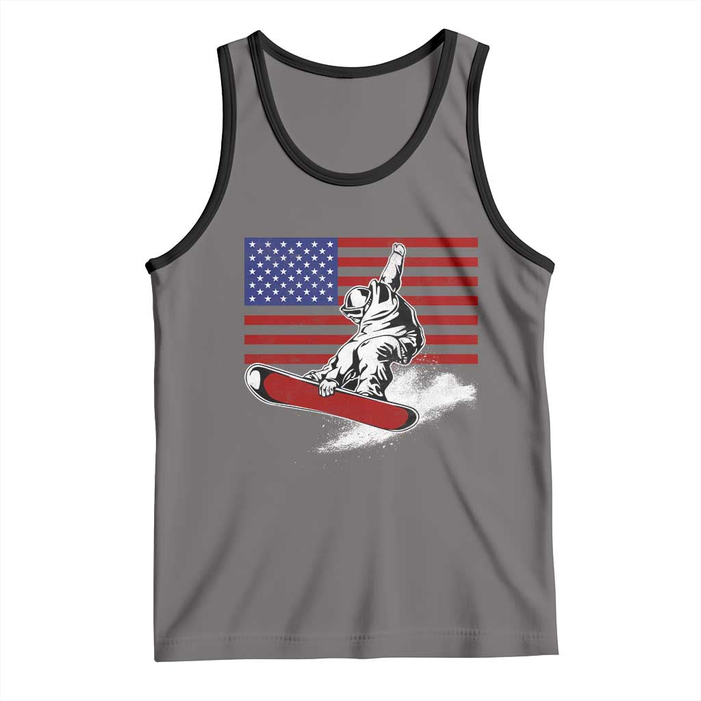 Funny Snowboarding Lover American Flag Winter Sport Tank Top - Wonder Print Shop