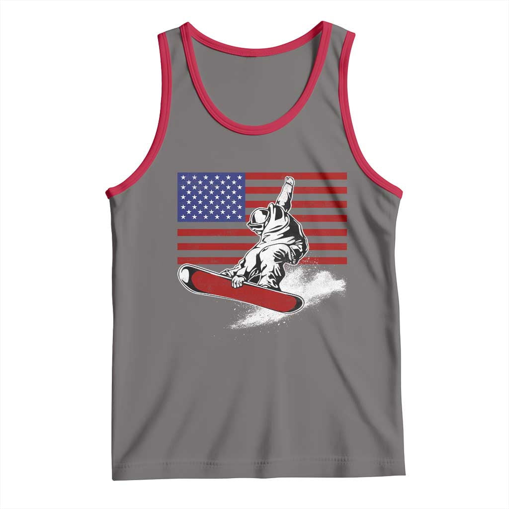 Funny Snowboarding Lover American Flag Winter Sport Tank Top - Wonder Print Shop