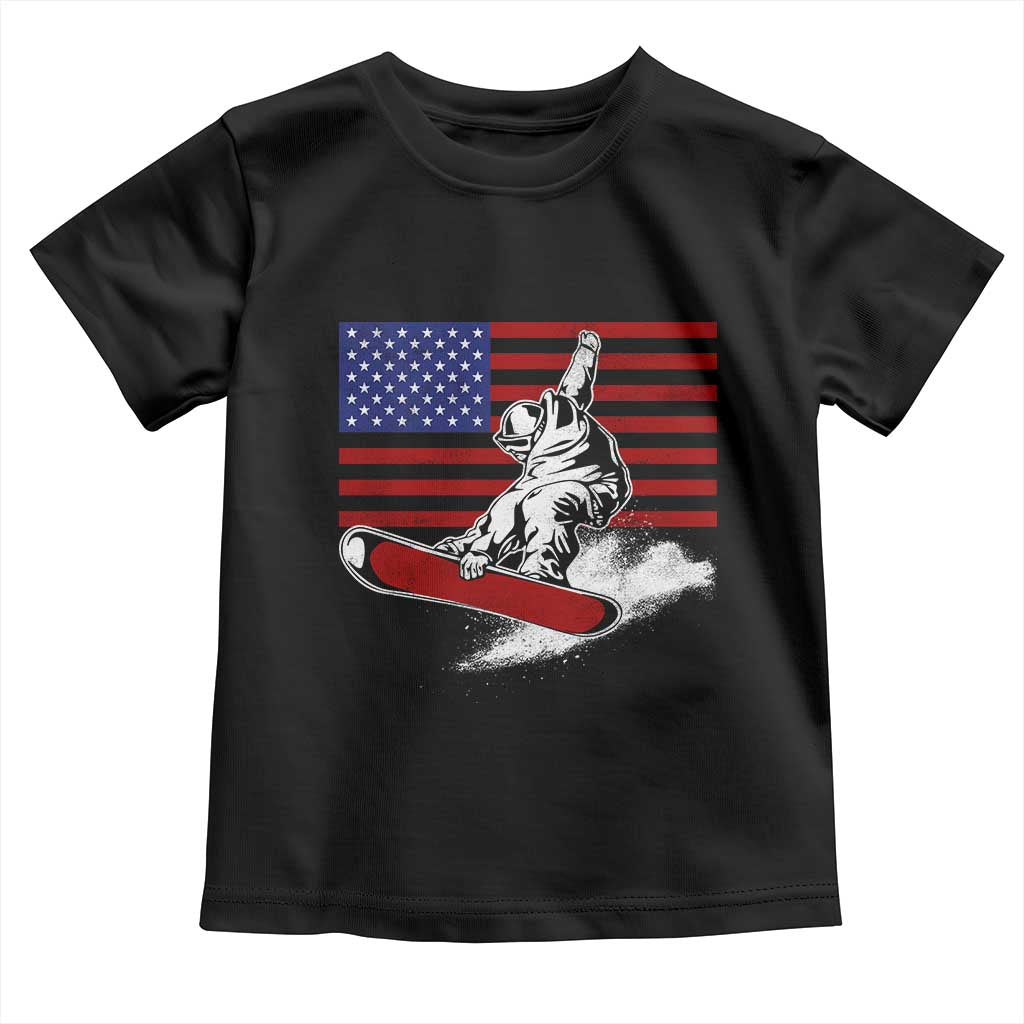 Funny Snowboarding Lover American Flag Winter Sport Toddler T Shirt - Wonder Print Shop