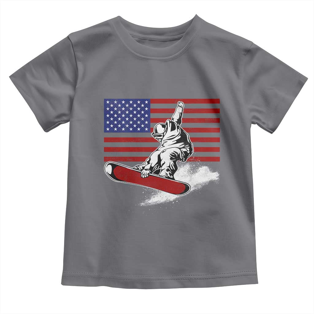 Funny Snowboarding Lover American Flag Winter Sport Toddler T Shirt - Wonder Print Shop