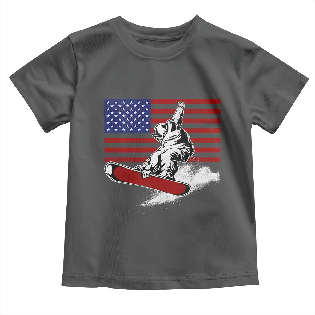 Funny Snowboarding Lover American Flag Winter Sport Toddler T Shirt - Wonder Print Shop
