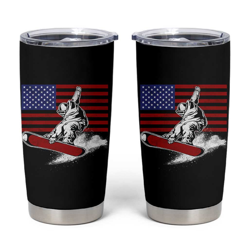 Funny Snowboarding Lover American Flag Winter Sport Tumbler Cup - Wonder Print Shop