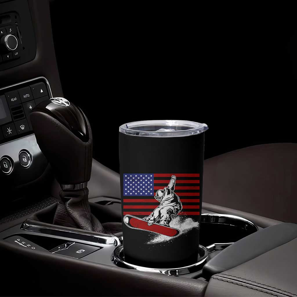 Funny Snowboarding Lover American Flag Winter Sport Tumbler Cup - Wonder Print Shop