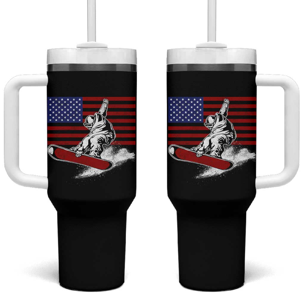 Funny Snowboarding Lover American Flag Winter Sport Tumbler With Handle - Wonder Print Shop