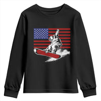 Funny Snowboarding Lover American Flag Winter Sport Youth Sweatshirt - Wonder Print Shop