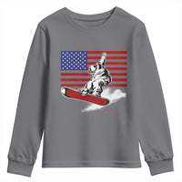 Funny Snowboarding Lover American Flag Winter Sport Youth Sweatshirt - Wonder Print Shop