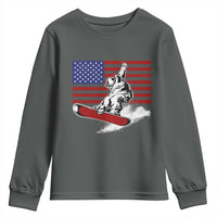 Funny Snowboarding Lover American Flag Winter Sport Youth Sweatshirt - Wonder Print Shop