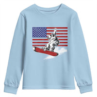 Funny Snowboarding Lover American Flag Winter Sport Youth Sweatshirt - Wonder Print Shop