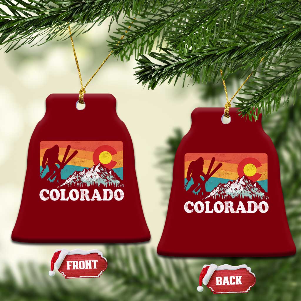 Funny Colorado Skiing Bigfoot Snow Mountain Winter Sport Ceramic Ornament - Wonder Print Shop