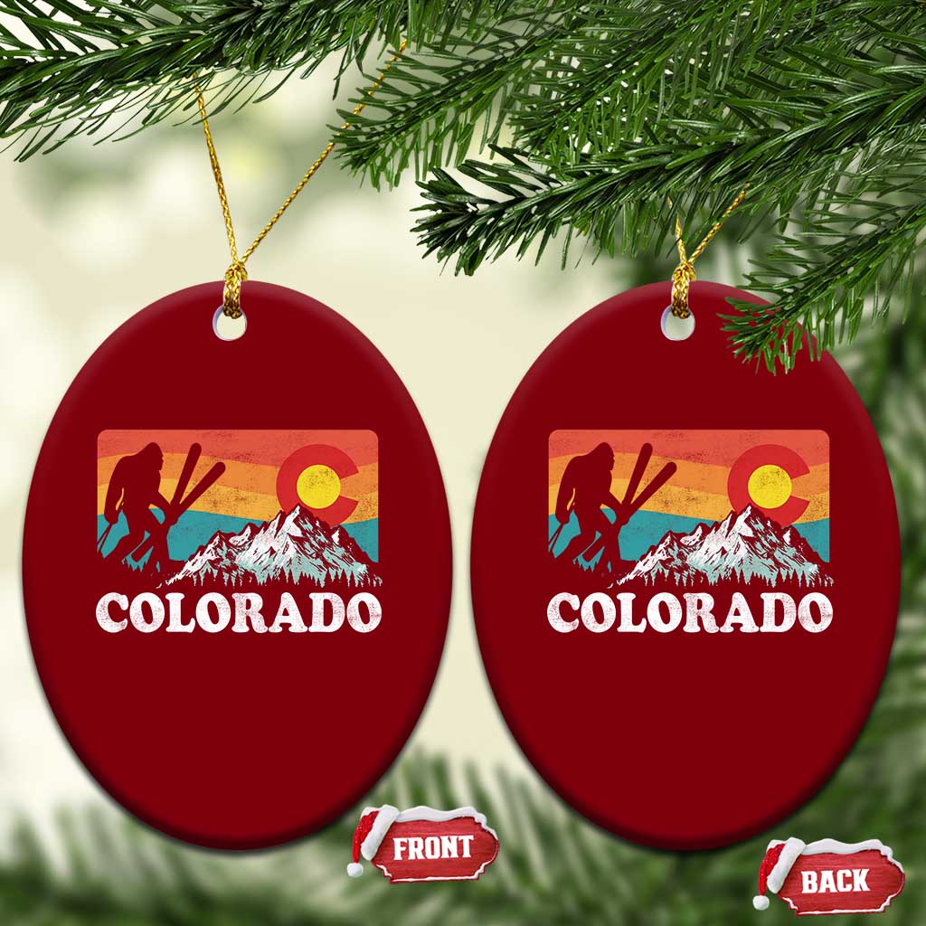 Funny Colorado Skiing Bigfoot Snow Mountain Winter Sport Ceramic Ornament - Wonder Print Shop