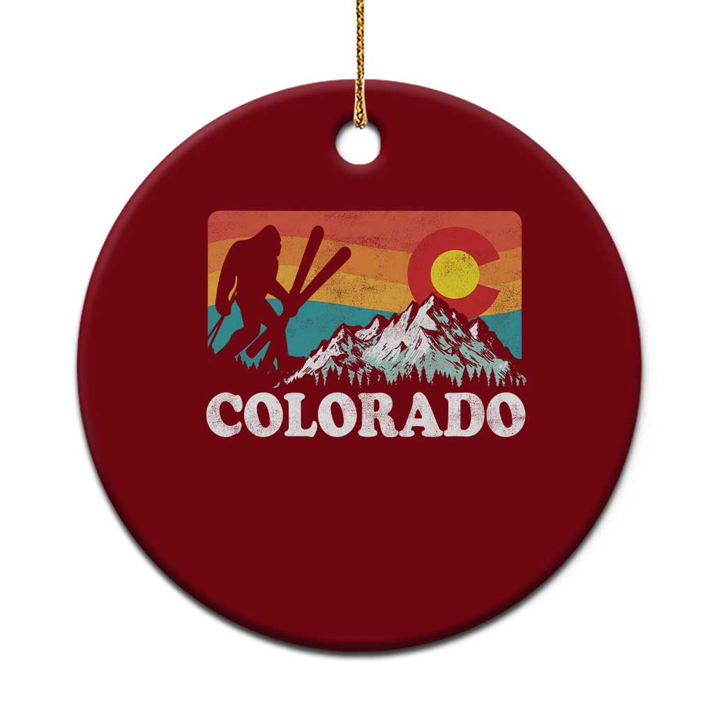 Funny Colorado Skiing Bigfoot Snow Mountain Winter Sport Ceramic Ornament - Wonder Print Shop
