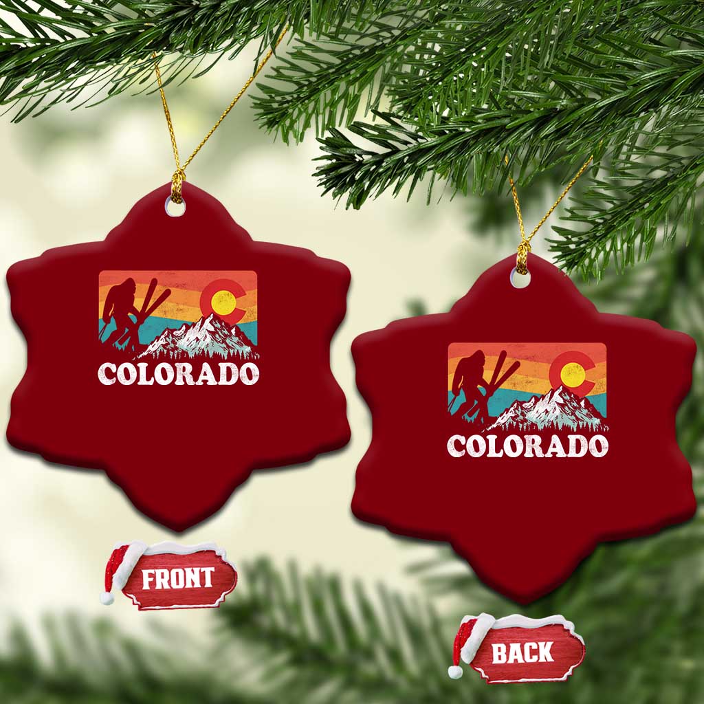 Funny Colorado Skiing Bigfoot Snow Mountain Winter Sport Ceramic Ornament - Wonder Print Shop