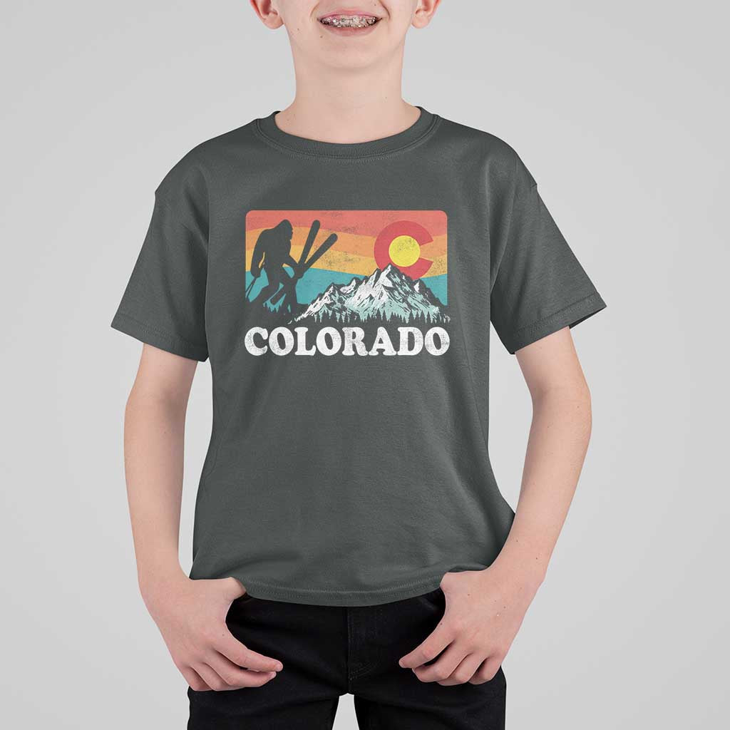 Funny Colorado Skiing Bigfoot Snow Mountain Winter Sport T Shirt For Kid - Wonder Print Shop