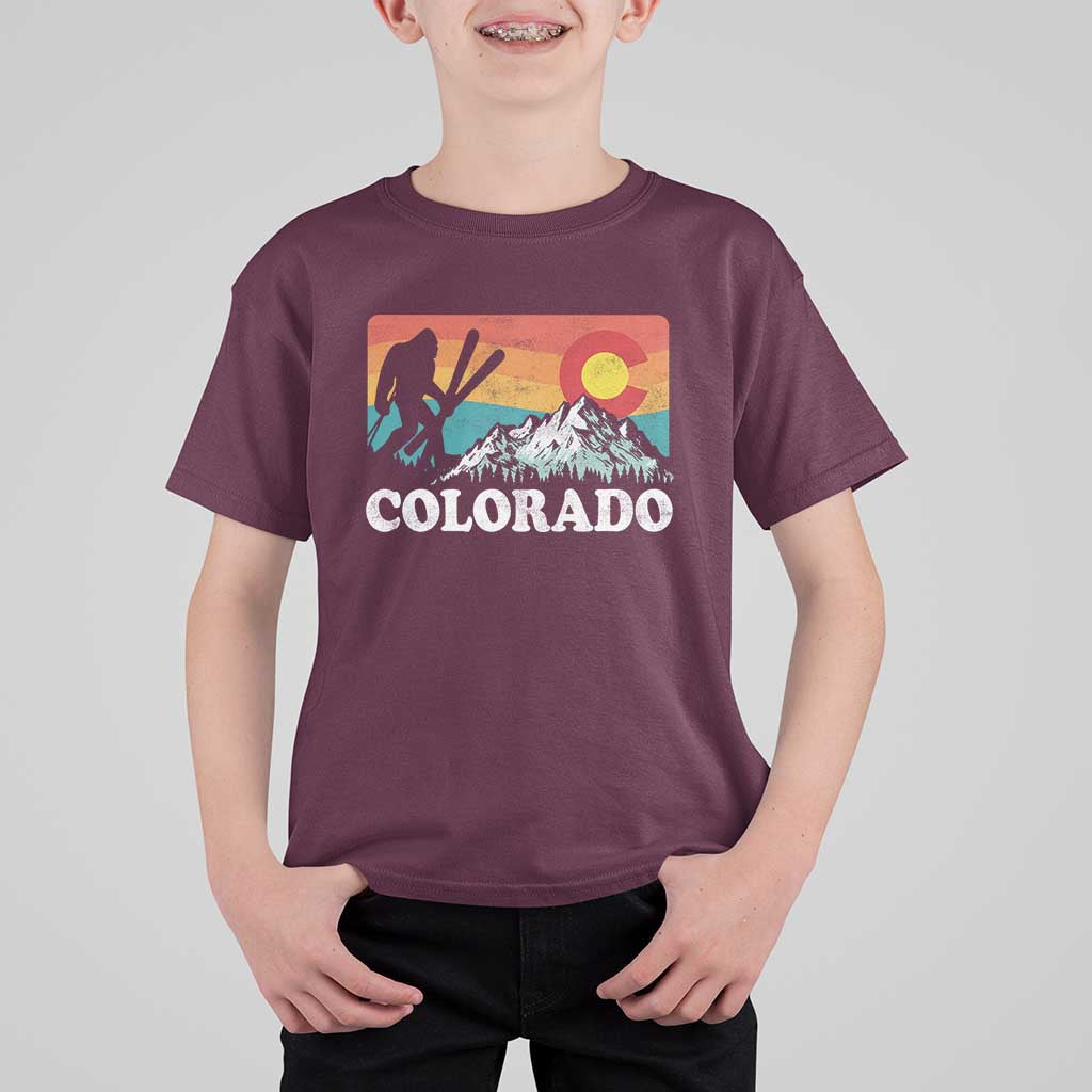 Funny Colorado Skiing Bigfoot Snow Mountain Winter Sport T Shirt For Kid - Wonder Print Shop
