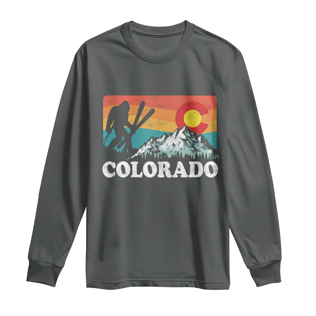 Funny Colorado Skiing Bigfoot Snow Mountain Winter Sport Long Sleeve Shirt - Wonder Print Shop