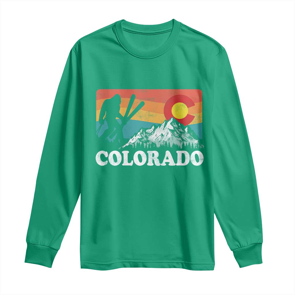 Funny Colorado Skiing Bigfoot Snow Mountain Winter Sport Long Sleeve Shirt - Wonder Print Shop