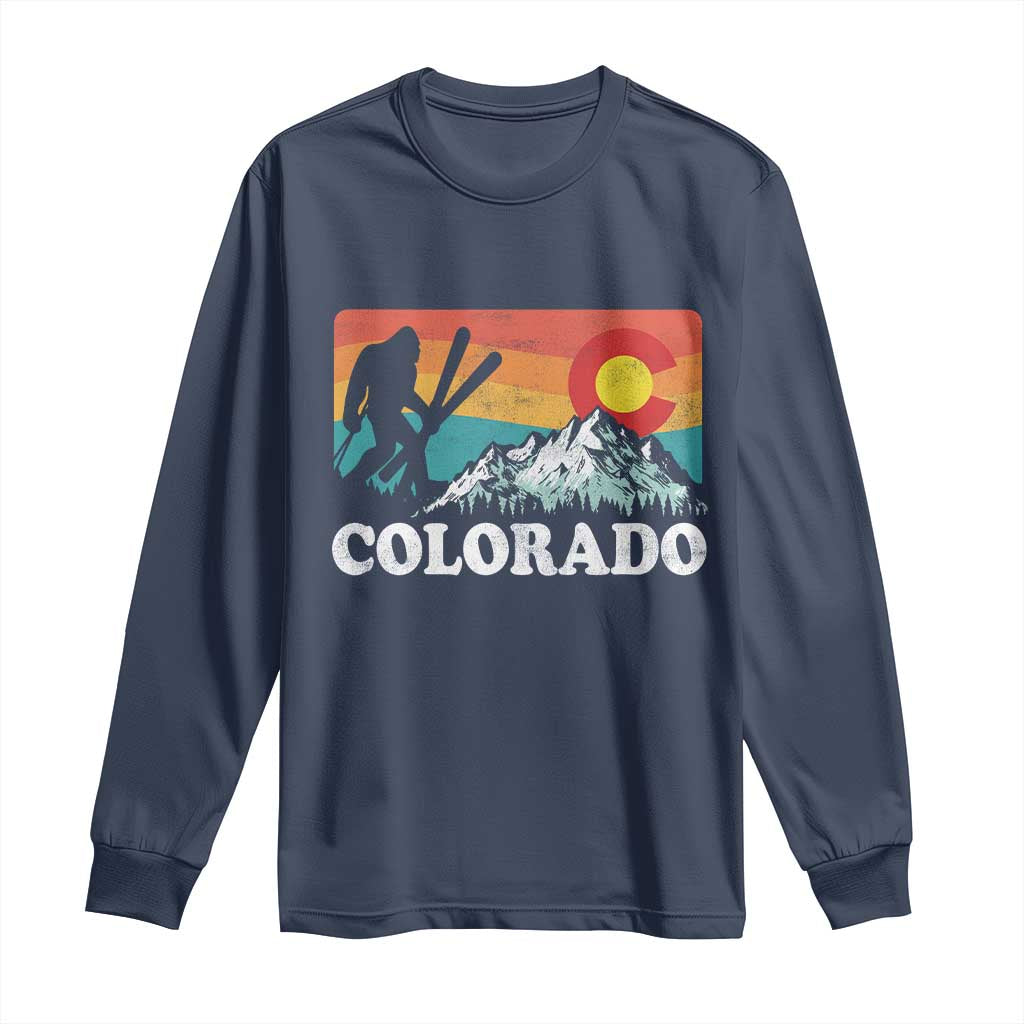 Funny Colorado Skiing Bigfoot Snow Mountain Winter Sport Long Sleeve Shirt - Wonder Print Shop