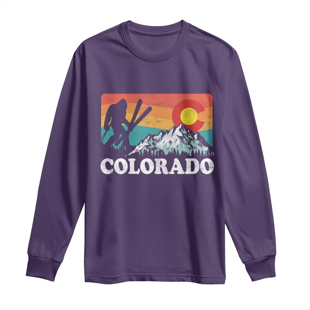 Funny Colorado Skiing Bigfoot Snow Mountain Winter Sport Long Sleeve Shirt - Wonder Print Shop