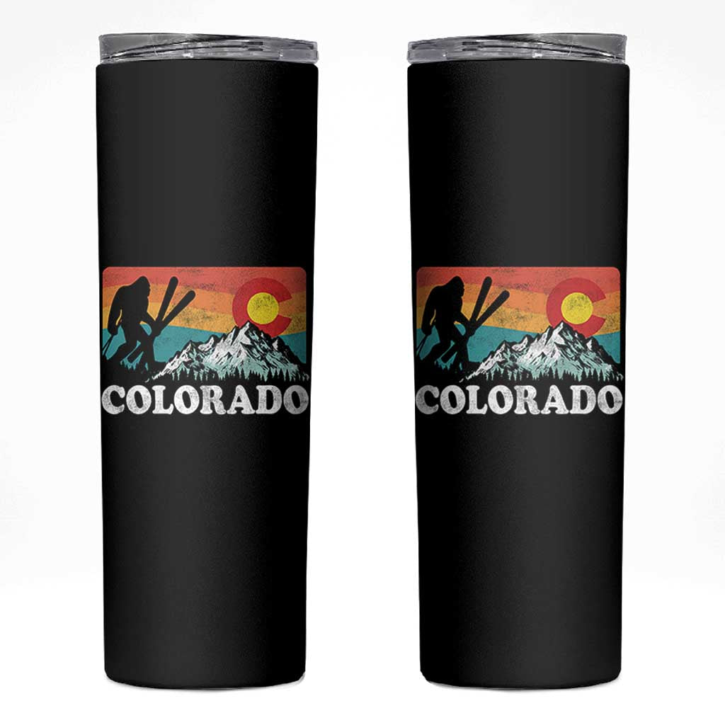Funny Colorado Skiing Bigfoot Snow Mountain Winter Sport Skinny Tumbler - Wonder Print Shop