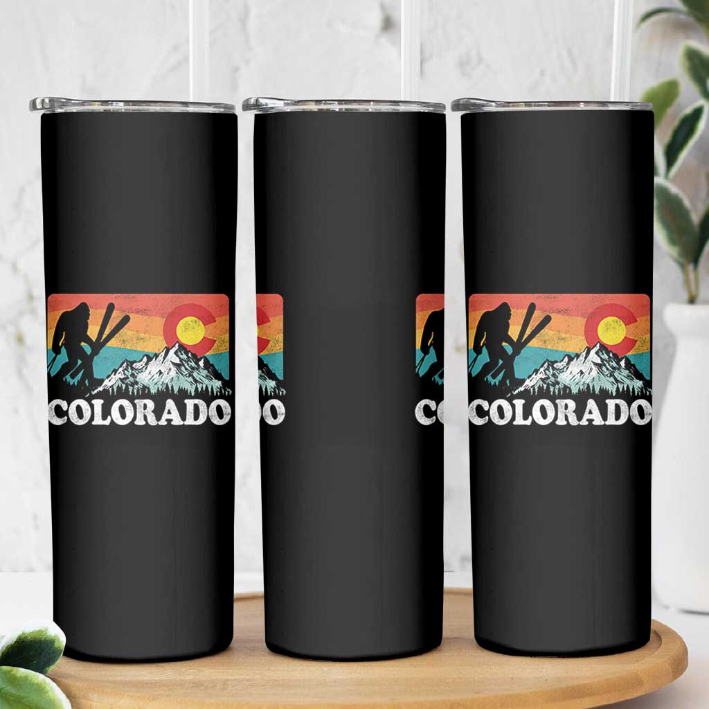 Funny Colorado Skiing Bigfoot Snow Mountain Winter Sport Skinny Tumbler - Wonder Print Shop