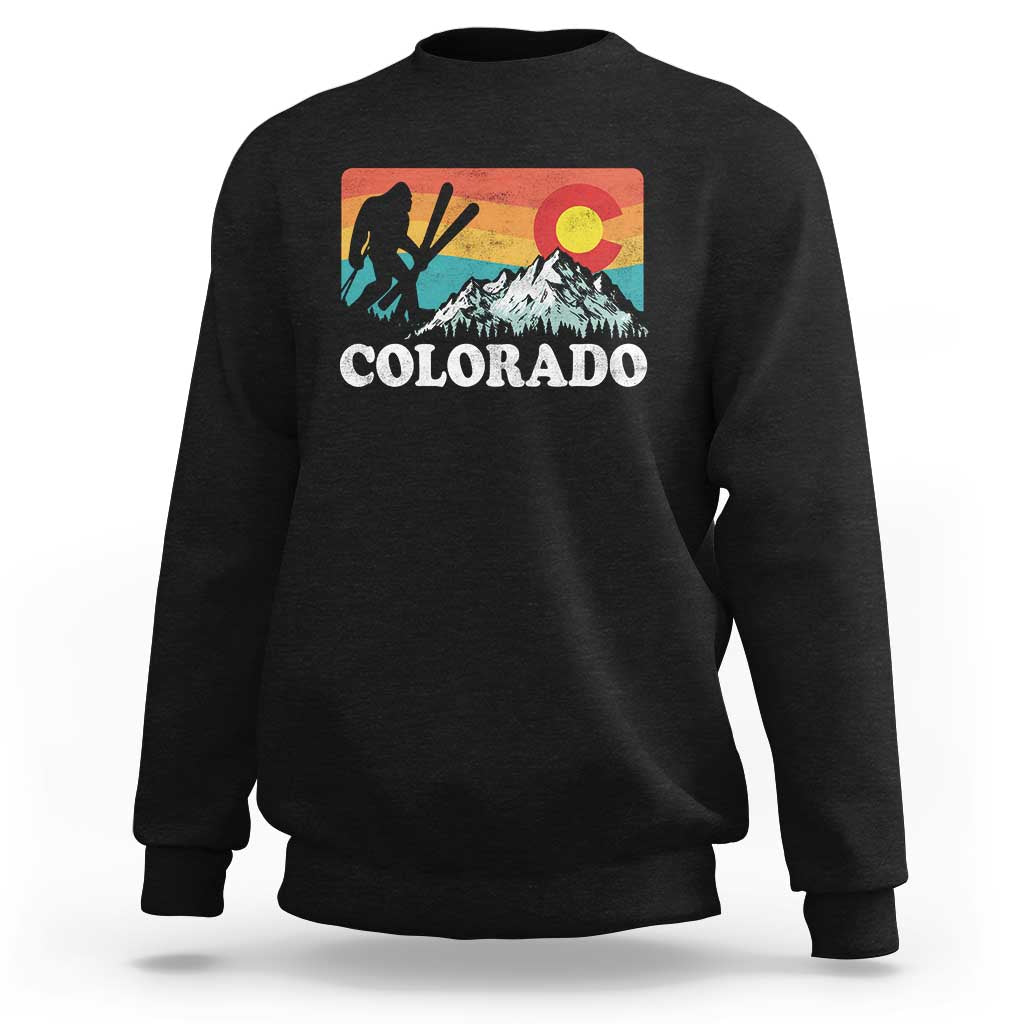 Funny Colorado Skiing Bigfoot Snow Mountain Winter Sport Sweatshirt - Wonder Print Shop