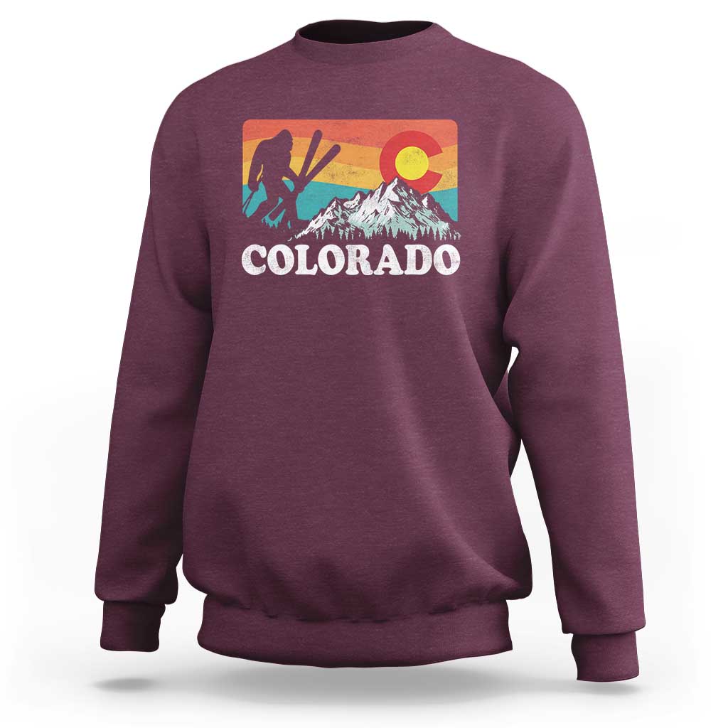 Funny Colorado Skiing Bigfoot Snow Mountain Winter Sport Sweatshirt - Wonder Print Shop