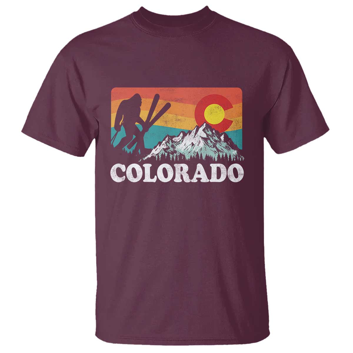 Funny Colorado Skiing Bigfoot Snow Mountain Winter Sport T Shirt - Wonder Print Shop