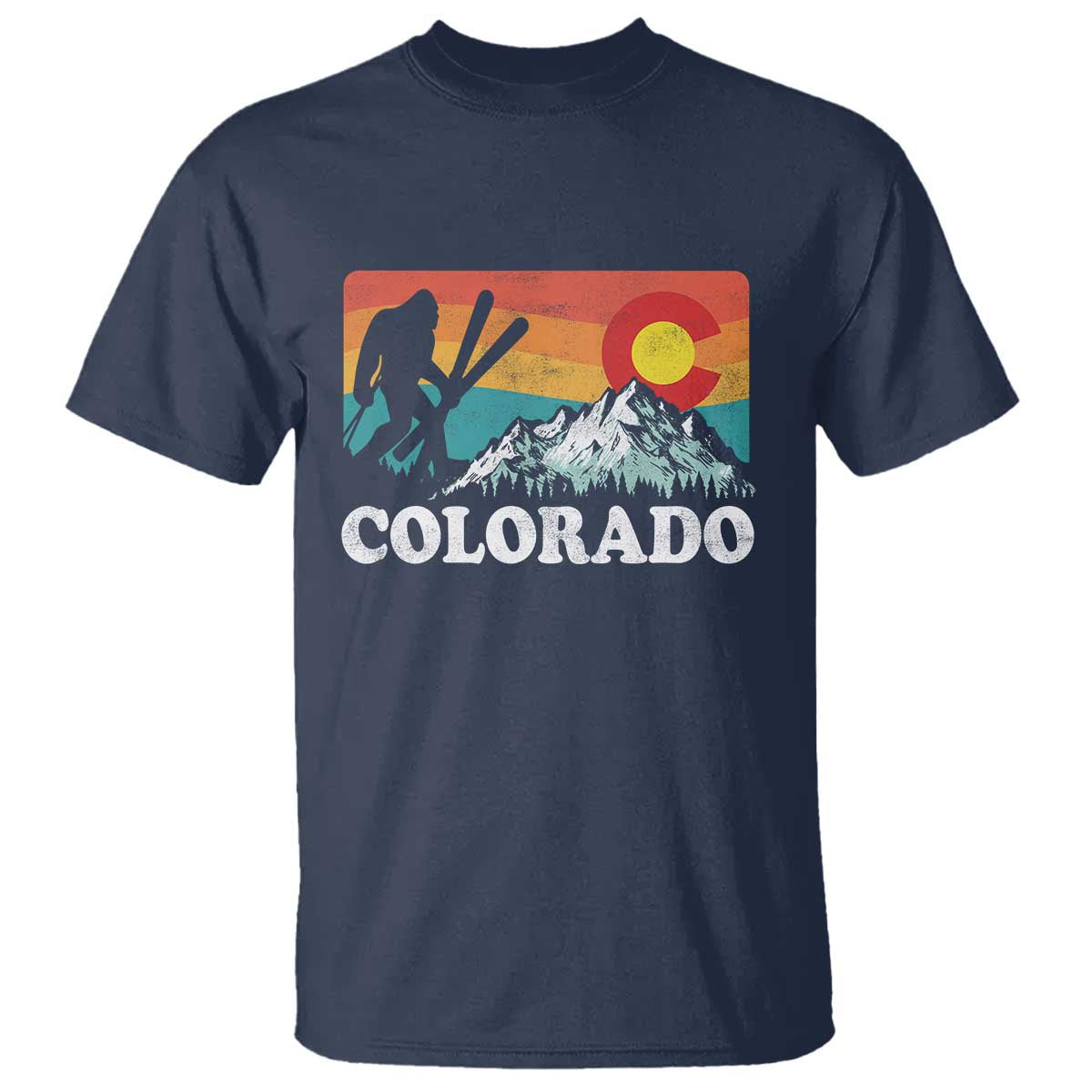 Funny Colorado Skiing Bigfoot Snow Mountain Winter Sport T Shirt - Wonder Print Shop