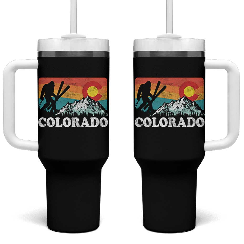 Funny Colorado Skiing Bigfoot Snow Mountain Winter Sport Tumbler With Handle - Wonder Print Shop