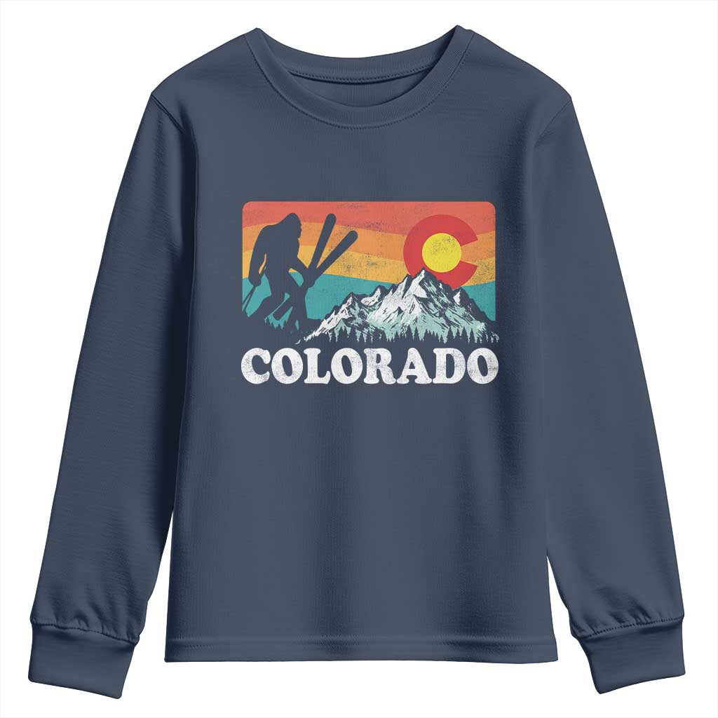Funny Colorado Skiing Bigfoot Snow Mountain Winter Sport Youth Sweatshirt - Wonder Print Shop